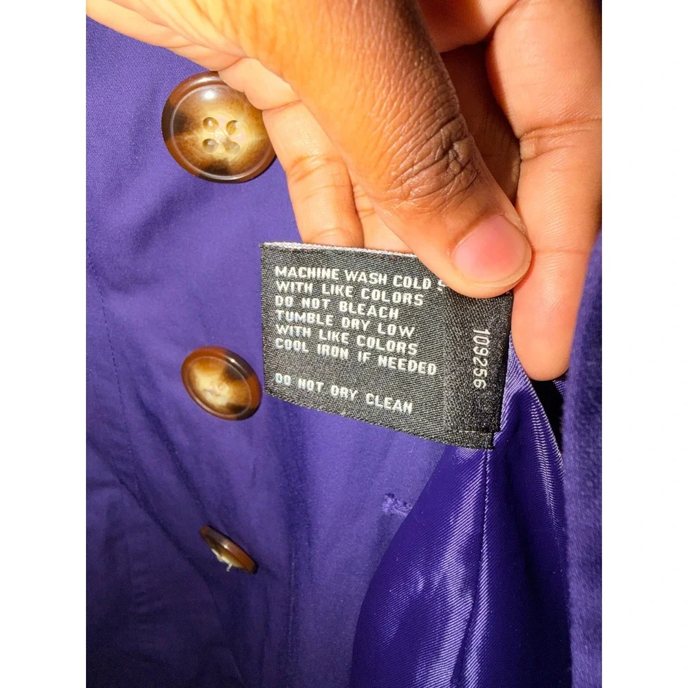 London Fog Womens‎ Purple Double Breasted Trench Coat Jacket Medium